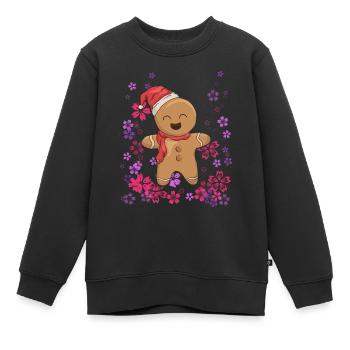 süßer Lebkuchen mit Blumen - Kinder Premium Organic Sweatshirt - Schwarz - Vorne - AI Model Kid Female (0cm)