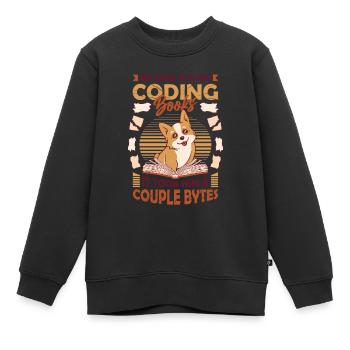 Dog Bytes Code Computer Joke Programmation - Sweat Premium enfant bio - noir - Devant - AI Model Kid Female (0cm)