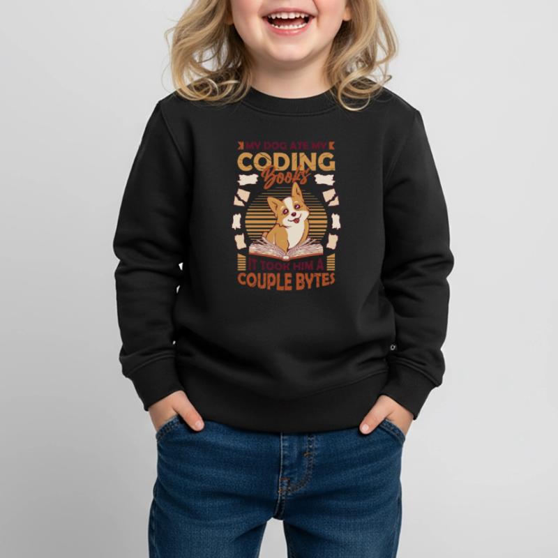 Dog Bytes Code Computer Joke Programming Kids Premium Organic Sweatshirt