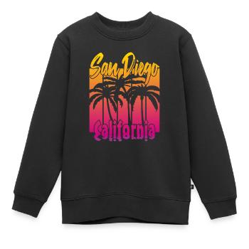 Vintage San Diego Californie - Sweat Premium enfant bio - noir - Devant - AI Model Kid Female (0cm)