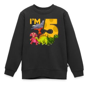 5 Dinos d’anniversaire - Sweat Premium enfant bio - noir - Devant - AI Model Kid Female (0cm)