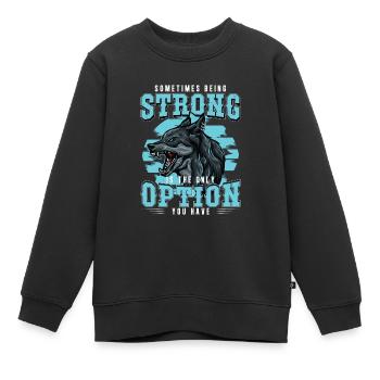 Starker Wolf Klassischer motivierender Alpha A - Kinder Premium Organic Sweatshirt - Schwarz - Vorne - AI Model Kid Female (0cm)