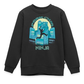 Parkour Ninja City Run Coureur Freestyle - Sweat Premium enfant bio - noir - Devant - AI Model Kid Female (0cm)