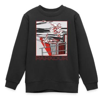 Parkour Warnung Über alles springen Laufen Springe - Kinder Premium Organic Sweatshirt - Schwarz - Vorne - AI Model Kid Female (0cm)