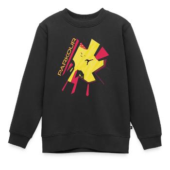 Centre-ville Parkour City Freestyle Jumping Running - Sweat Premium enfant bio - noir - Devant - AI Model Kid Female (0cm)