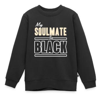 My Soulmate Is Black Cool Retro Soulmate Designs - Kinder Premium Organic Sweatshirt - Schwarz - Vorne - AI Model Kid Female (0cm)