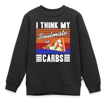 I Think My Soulmate Is Carbs Retro Pizza Lover - Kinder Premium Organic Sweatshirt - Schwarz - Vorne - AI Model Kid Female (0cm)