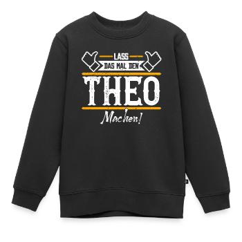 Theo Geschenkidee Geschenk Geburtstag - Kinder Premium Organic Sweatshirt - Schwarz - Vorne - AI Model Kid Female (0cm)