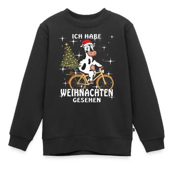 KUH FAHRRAD ICH HABE WEIHNACHTEN GESEHEN - Kinder Premium Organic Sweatshirt - Schwarz - Vorne - AI Model Kid Female (0cm)