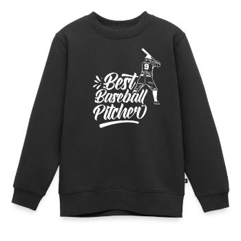 Bester Baseball-Pitcher Aller Zeiten Baseball - Kinder Premium Organic Sweatshirt - Schwarz - Vorne - AI Model Kid Female (0cm)