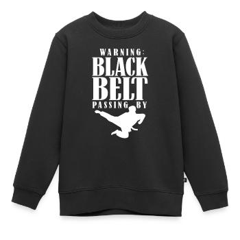 Avertissement : La ceinture noire passe la ceinture noire - Sweat Premium enfant bio - noir - Devant - AI Model Kid Female (0cm)