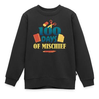 Bücher Stift 100. Tag des Unfugs 100 Tage Schule - Kinder Premium Organic Sweatshirt - Schwarz - Vorne - AI Model Kid Female (0cm)