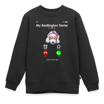Bedlington Terrier - Sweat Premium enfant bio - noir - Devant - AI Model Kid Female (0cm)