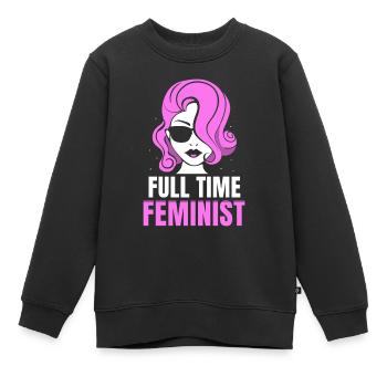 Full time feminist - Kinder Premium Organic Sweatshirt - Schwarz - Vorne - AI Model Kid Female (0cm)