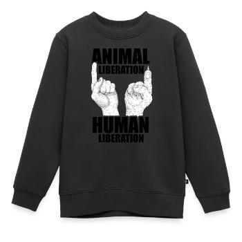 Animal Liberation Human Liberation Animal Lover Zo - Kinder Premium Organic Sweatshirt - Schwarz - Vorne - AI Model Kid Female (0cm)