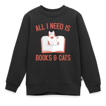 All I need is books - Kinder Premium Organic Sweatshirt - Schwarz - Vorne - AI Model Kid Female (0cm)