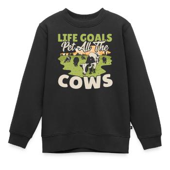 Vache Vaches Muh Pis Vache laitière Ferme Vache Crâne de vache Éleveur - Sweat Premium enfant bio - noir - Devant - AI Model Kid Female (0cm)