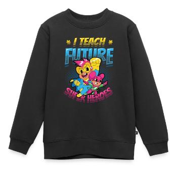 Ich Unterrichte Superhelden - Kinder Premium Organic Sweatshirt - Schwarz - Vorne - AI Model Kid Female (0cm)