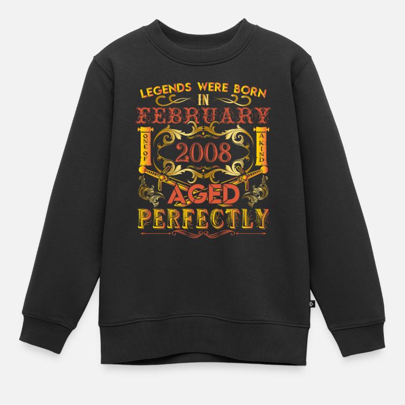 Februar 2008 - Geburtstag 2008 Legenden wurden geboren. - Kinder Premium Organic Sweatshirt - Schwarz