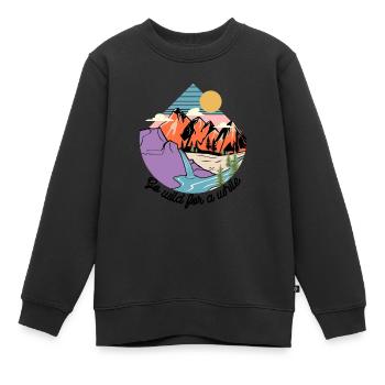 Go wild for a while Wildnis Berg Natur - Kinder Premium Organic Sweatshirt - Schwarz - Vorne - AI Model Kid Female (0cm)