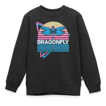 Libelle Libellen Retro - Kinder Premium Organic Sweatshirt - Schwarz - Vorne - AI Model Kid Female (0cm)