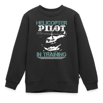 Lustiger Hubschrauberpilot Luftfahrt - Kinder Premium Organic Sweatshirt - Schwarz - Vorne - AI Model Kid Female (0cm)