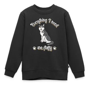 Everything I need are fluffy süßes Hunde Grey - Kinder Premium Organic Sweatshirt - Schwarz - Vorne - AI Model Kid Female (0cm)