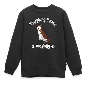Everything I need are fluffy süßes Hunde red - Kinder Premium Organic Sweatshirt - Schwarz - Vorne - AI Model Kid Female (0cm)