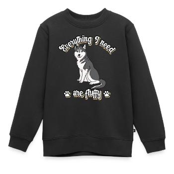Everything I need are fluffy süßes Hunde Grey - Kinder Premium Organic Sweatshirt - Schwarz - Vorne - AI Model Kid Female (0cm)
