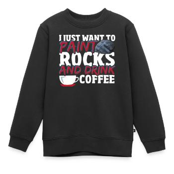 Steine Bemalen Steine Stein Happy Stones Steine Au - Kinder Premium Organic Sweatshirt - Schwarz - Vorne - AI Model Kid Female (0cm)