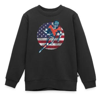 American Football Retro Vintage US Flagge - Kinder Premium Organic Sweatshirt - Schwarz - Vorne - AI Model Kid Female (0cm)