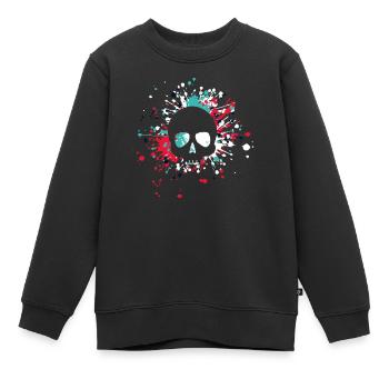 Éclaboussure de couleur de crâne d'Halloween - Sweat Premium enfant bio - noir - Devant - AI Model Kid Female (0cm)