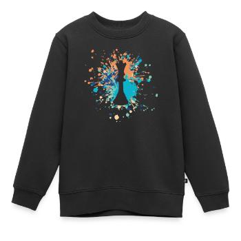 Éclaboussure de couleur de la reine des échecs - Sweat Premium enfant bio - noir - Devant - AI Model Kid Female (0cm)