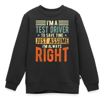 Pilote d’essai - Sweat Premium enfant bio - noir - Devant - AI Model Kid Female (0cm)