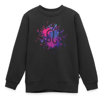 Éclaboussure de couleur du symbole du Lion du zodiaque - Sweat Premium enfant bio - noir - Devant - AI Model Kid Female (0cm)