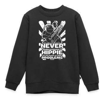 Hippie mit einer Gitarre - Kinder Premium Organic Sweatshirt - Schwarz - Vorne - AI Model Kid Female (0cm)