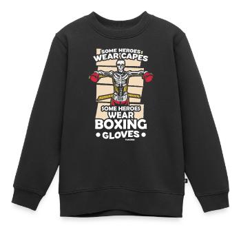 Some Heroes Wear Capes Some Heroes Wear Boxing Glo - Kinder Premium Organic Sweatshirt - Schwarz - Vorne - AI Model Kid Female (0cm)
