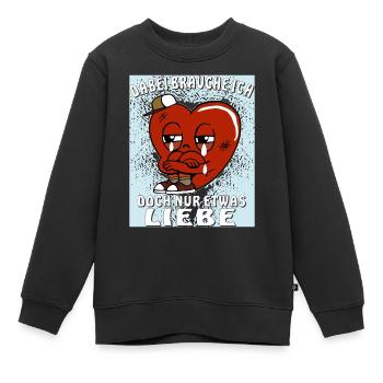 LE CŒUR A JUSTE BESOIN D’UN PEU D’AMOUR - Sweat Premium enfant bio - noir - Devant - AI Model Kid Female (0cm)