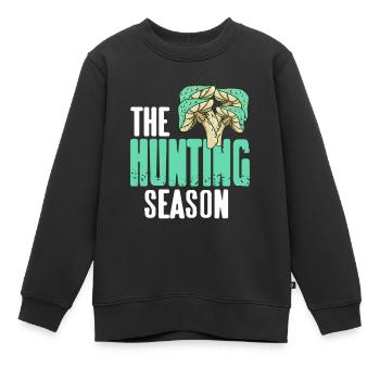 The Hunting Season Retro Mushroom Hunting Mycology - Kinder Premium Organic Sweatshirt - Schwarz - Vorne - AI Model Kid Female (0cm)