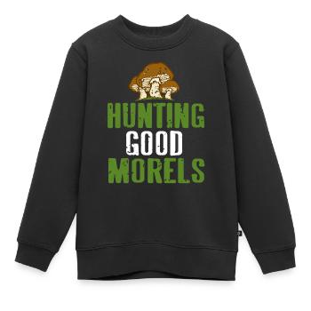 Hunting Good Morels Retro Funny Mushroom Hunting - Kinder Premium Organic Sweatshirt - Schwarz - Vorne - AI Model Kid Female (0cm)