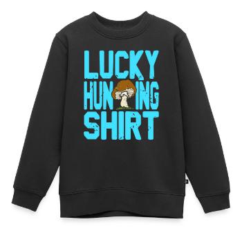 Lucky Hunting Shirt Cool Retro Mushroom Hunting - Kinder Premium Organic Sweatshirt - Schwarz - Vorne - AI Model Kid Female (0cm)