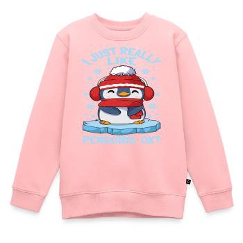 I Just Really Like Penguins Ok - Kinder Premium Organic Sweatshirt - Rosa - Vorne - AI Model Kid Female (0cm)