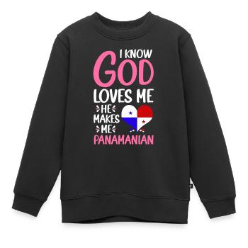Gott Liebt Mich Panamaer Panamaerin Heimatland - Kinder Premium Organic Sweatshirt - Schwarz - Vorne - AI Model Kid Female (0cm)