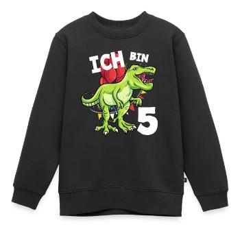 Ich bin 5 Jahre Dinosaurier 5. Geburtstag - Kinder Premium Organic Sweatshirt - Schwarz - Vorne - AI Model Kid Female (0cm)