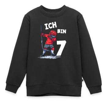 Ich bin 7 Jahre Eishockey 7. Geburtstag - Kinder Premium Organic Sweatshirt - Schwarz - Vorne - AI Model Kid Female (0cm)