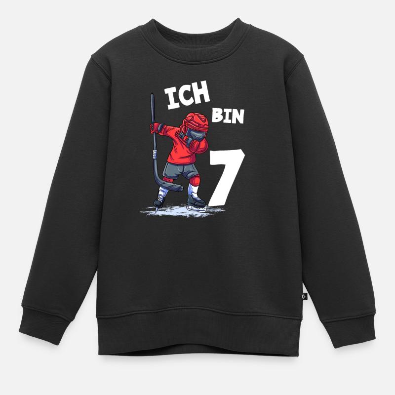 Ich bin 7 Jahre Eishockey 7. Geburtstag - Kinder Premium Organic Sweatshirt - Schwarz