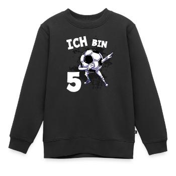 Ich bin 5 Jahre Fußball 5. Geburtstag - Kinder Premium Organic Sweatshirt - Schwarz - Vorne - AI Model Kid Female (0cm)