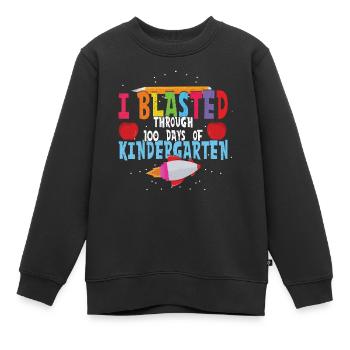 Navire du 100e jour dynamité Heureux 100 jours d’école - Sweat Premium enfant bio - noir - Devant - AI Model Kid Female (0cm)