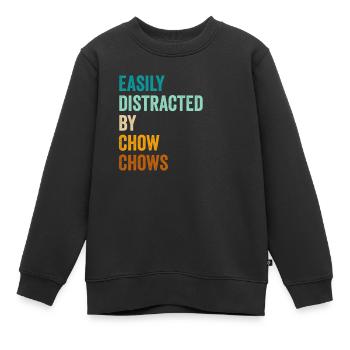 Leicht abgelenkt von Chow-Chows - Kinder Premium Organic Sweatshirt - Schwarz - Vorne - AI Model Kid Female (0cm)