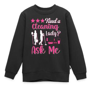 Femme de ménage Nettoyeuse - Sweat Premium enfant bio - noir - Devant - AI Model Kid Female (0cm)